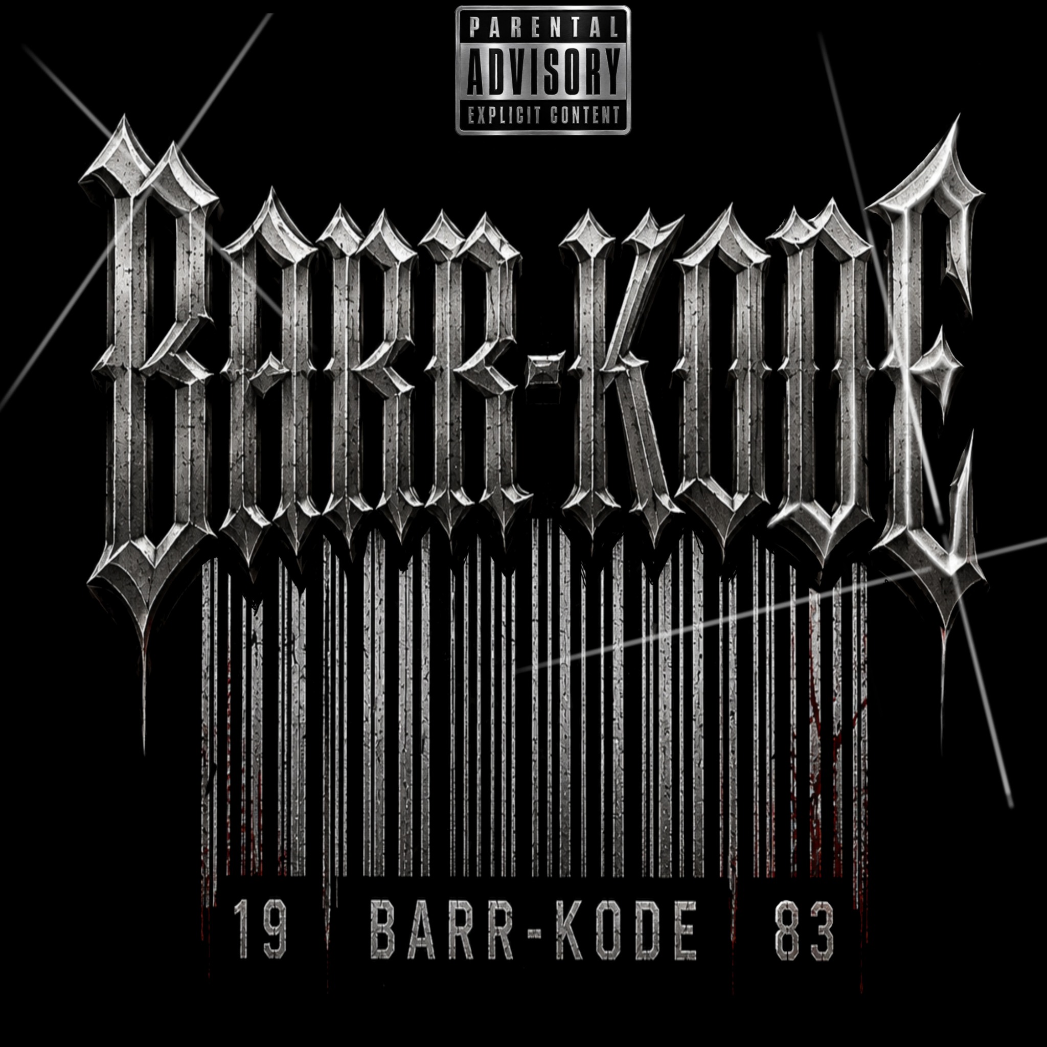Official silver Barr-Kode logo and barcode on black.